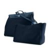 Bolsa de viaje Hermes Herbag en lona azul oscuro y cuero azul oscuro - 00pp thumbnail