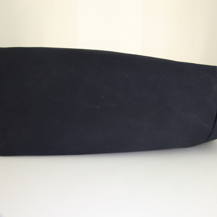 Sac de voyage Hermes Herbag en toile bleu-foncé et cuir bleu-foncé - Detail D4