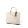 Dior Lady Dior large model bag worn on the shoulder or carried in the hand in white leather cannage - 00pp thumbnail