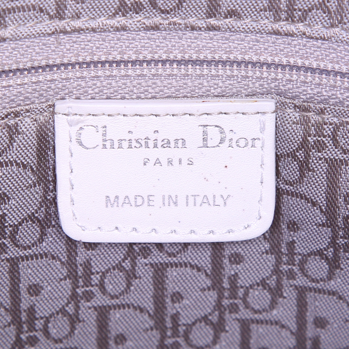 Borsa da spalla o a mano Dior Lady Dior modello grande in pelle cannage bianca - Detail D4