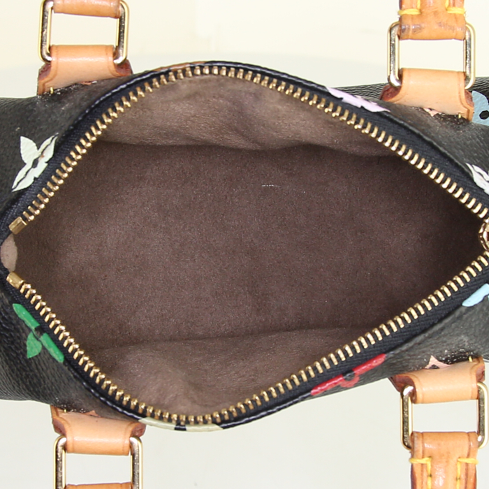 Sac Louis Vuitton Nano Speedy en toile monogram multicolore et cuir naturel - Detail D2