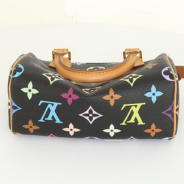 Borsa Louis Vuitton Nano Speedy in tela monogram multicolore e pelle naturale - Detail D4