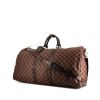 Louis Vuitton Keepall 55 cm travel bag in brown damier canvas and brown leather - 00pp thumbnail