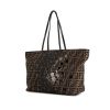 Shopping bag Fendi Zucca in tela monogram marrone e pelle verniciata nera - 00pp thumbnail