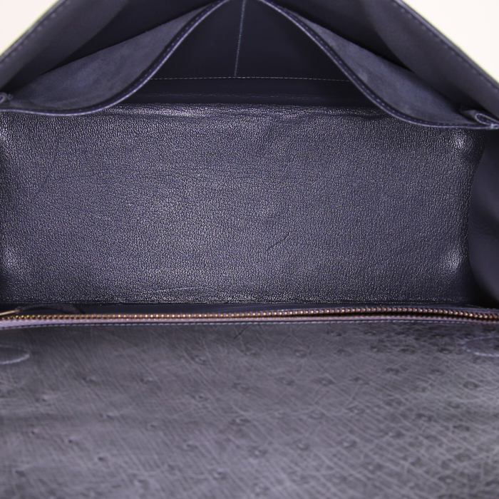 Borsa Hermes Kelly 28 cm in struzzo grigio - Detail D2