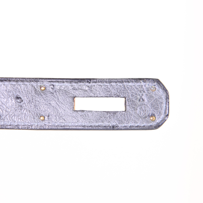 Borsa Hermes Kelly 28 cm in struzzo grigio - Detail D4