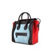 Celine Luggage medium model handbag in light blue and red foal and black leather - 00pp thumbnail