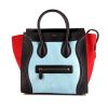 Celine Luggage medium model handbag in light blue and red foal and black leather - 360 thumbnail