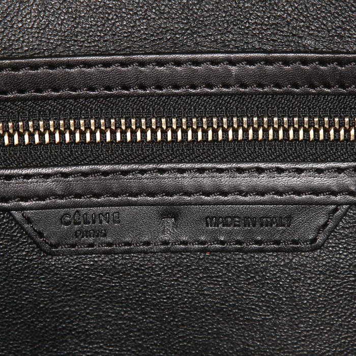 Celine Luggage Mini medium model handbag in light blue and red foal and black leather - Detail D3
