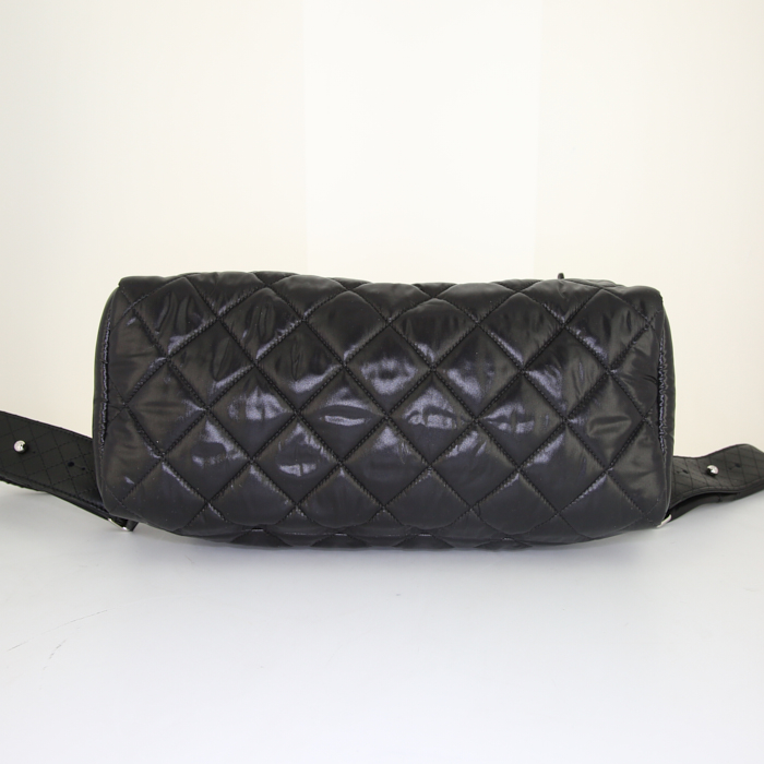 Zaino Chanel Coco Cocoon in tela trapuntata nera e pelle nera - Detail D4