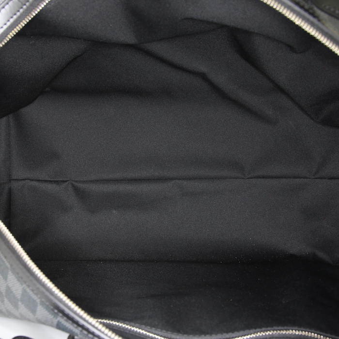 Sac de voyage Louis Vuitton All Day en toile damier gris Graphite et cuir noir - Detail D3