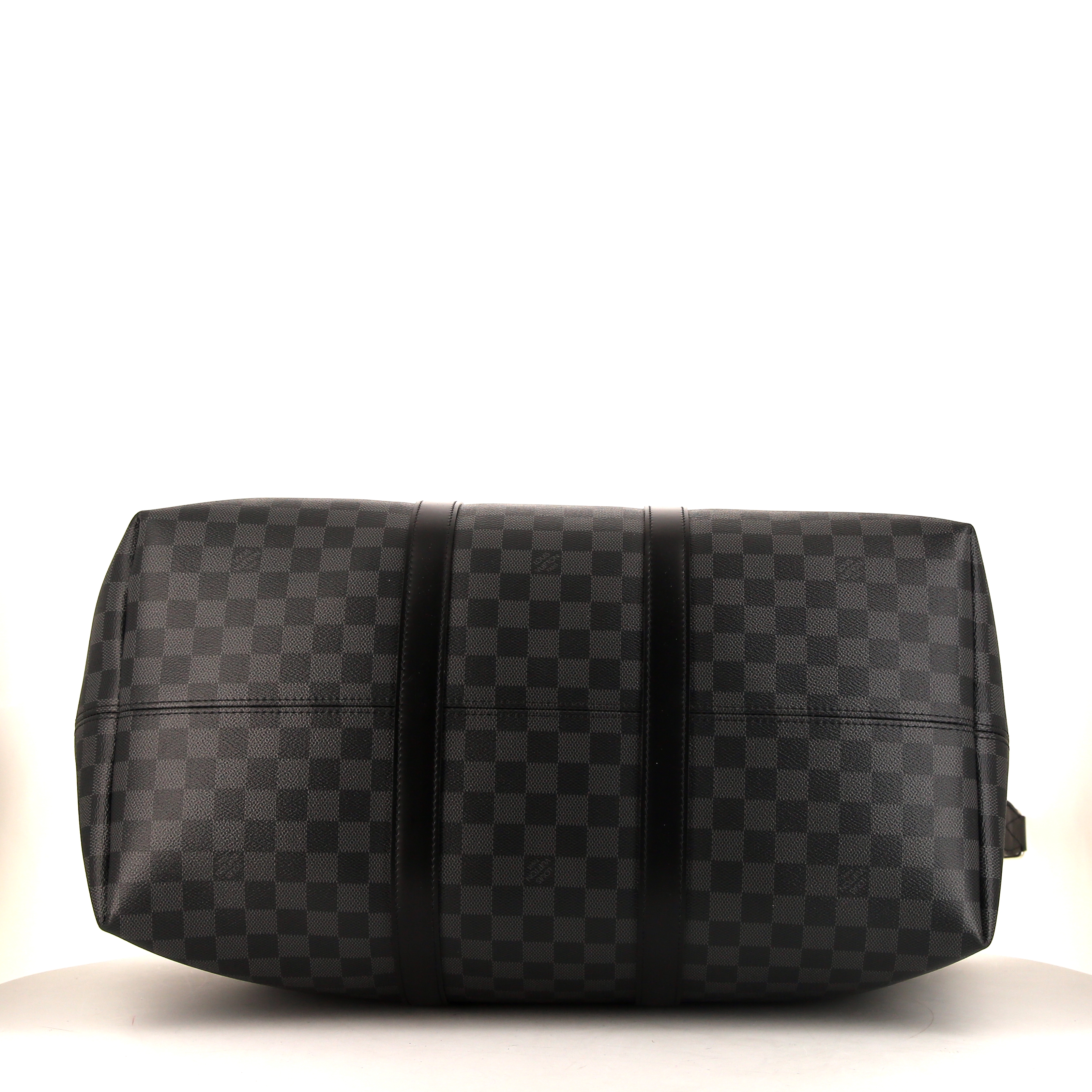 Louis Vuitton All Day travel bag in grey Graphite damier canvas and black leather - Detail D5