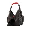 Yves Saint Laurent Mombasa bag worn on the shoulder or carried in the hand in black leather and red bakelite - 00pp thumbnail
