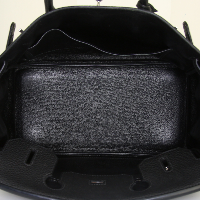 Borsa Hermes Birkin 30 cm in pelle taurillon clemence nera - Detail D2