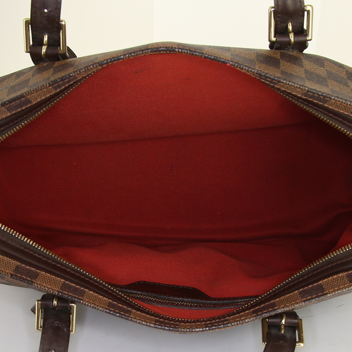 Shopping bag Louis Vuitton Chelsea in tela a scacchi marrone e pelle marrone - Detail D2