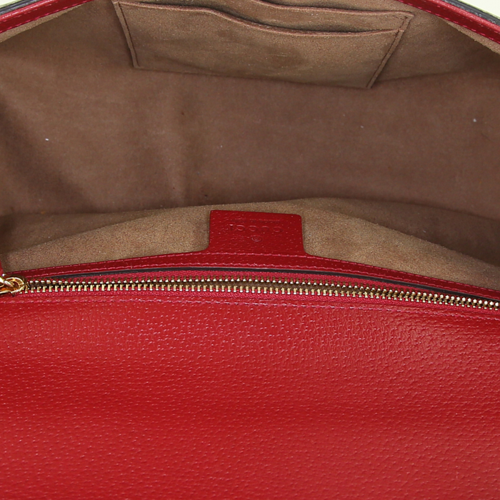 Sac à main Gucci Padlock en toile monogram grise et cuir rouge - Detail D3