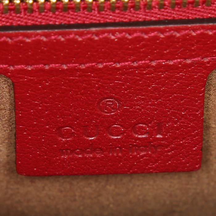 Borsa Gucci Padlock in tela monogram grigia a fiori e pelle rossa - Detail D4