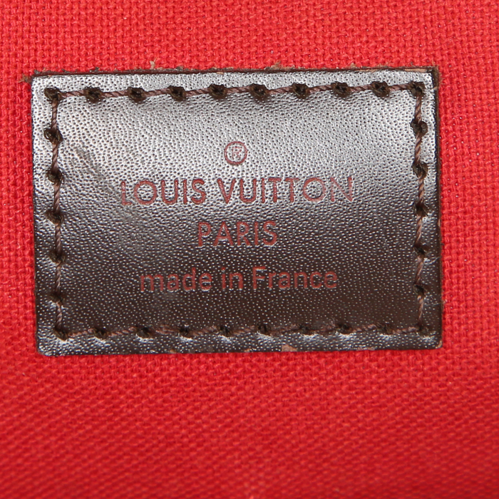 Bolso de mano Louis Vuitton Verona en lona a cuadros revestida ébano y cuero esmaltado marrón - Detail D3
