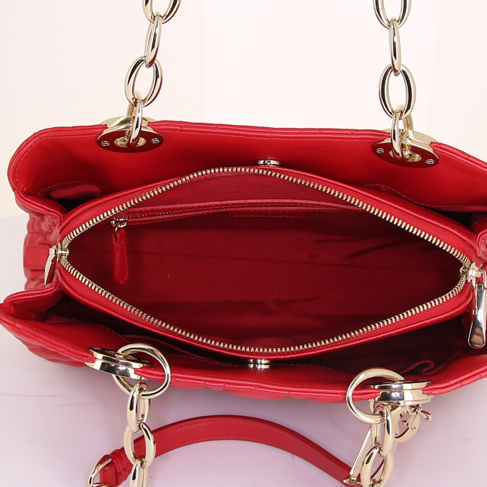 Dior Dior Soft handbag in red leather cannage - Detail D2