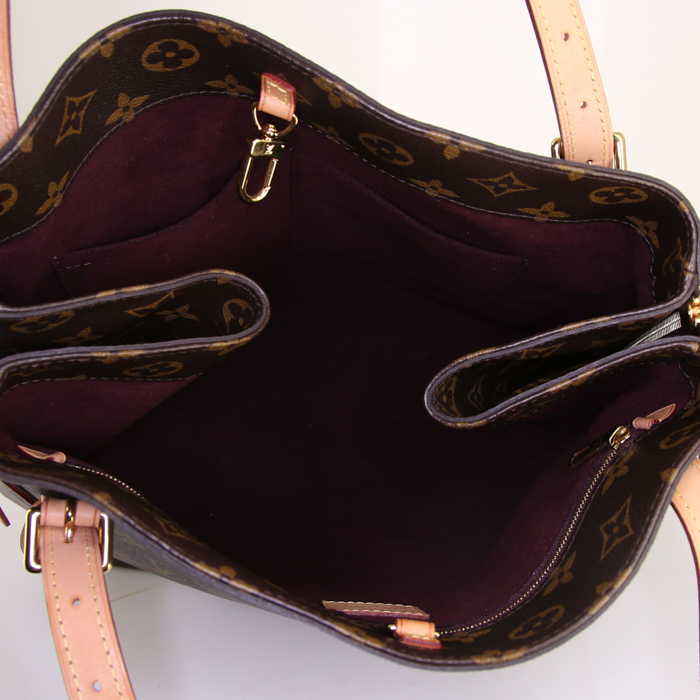 Bolso Cabás Louis Vuitton Voltaire en lona Monogram marrón y cuero natural - Detail D2