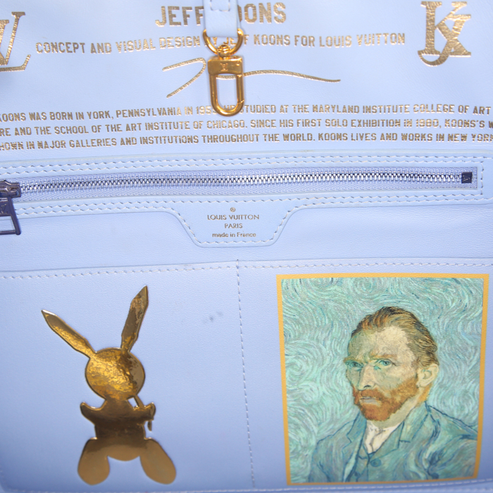 Sac cabas Louis Vuitton Neverfull moyen modèle en toile imprimée bleu-ciel et cuir bleu-ciel - Detail D3