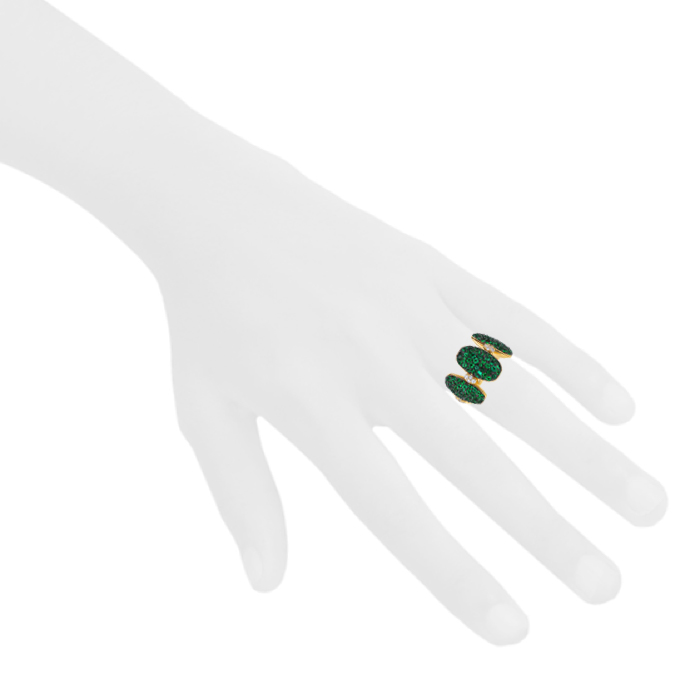 Articulated De Grisogono Zucchero ring in yellow gold, diamonds and tsavorites - Detail D1