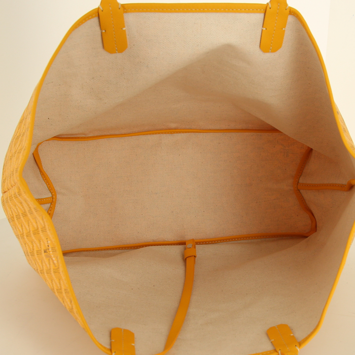 Goyard Saint-Louis handbag in yellow monogram canvas and yellow leather - Detail D2