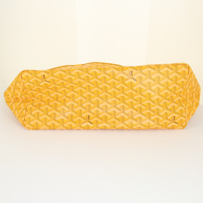 Borsa Goyard Saint-Louis in tela monogram cerata gialla e pelle gialla - Detail D4