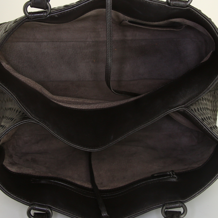 Bottega Veneta shopping bag in brown intrecciato leather - Detail D2