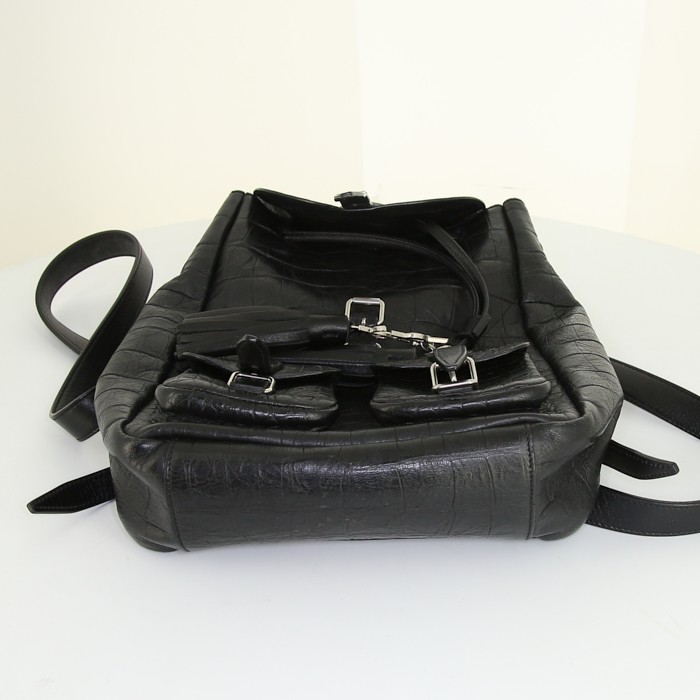 Saint Laurent Festival backpack in black leather - Detail D4