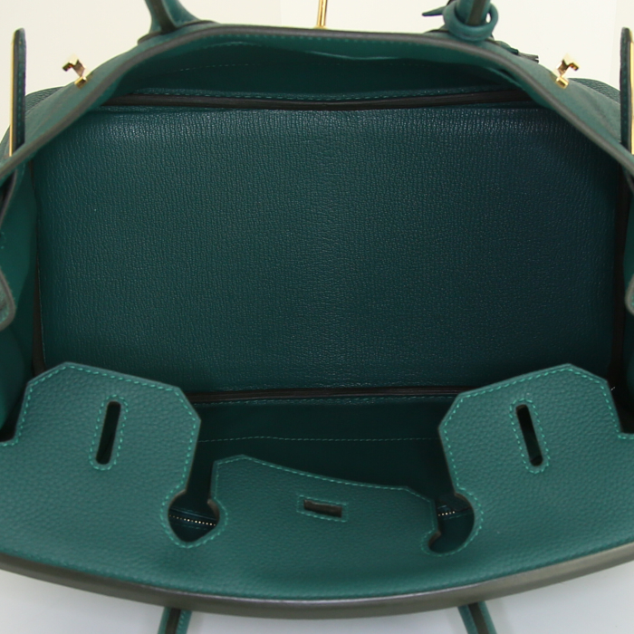 Borsa Hermes Birkin 30 cm in pelle togo verde malachite - Detail D2