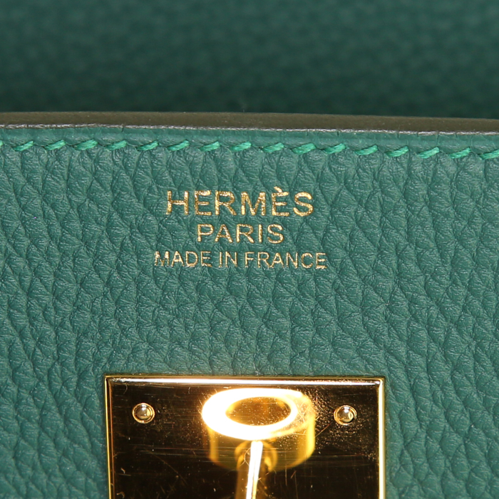 Borsa Hermes Birkin 30 cm in pelle togo verde malachite - Detail D3