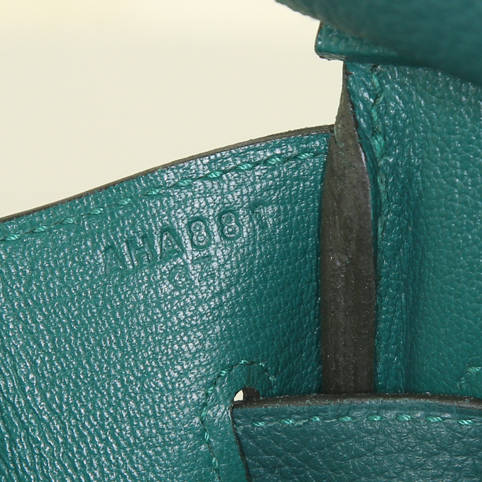 Bolso Hermes Birkin 30 cm en cuero togo verde malaquita - Detail D4