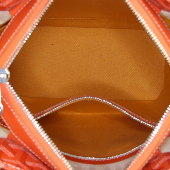 Goyard Marie Galante shopping bag in orange Goyard canvas - Detail D2