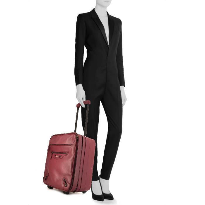 Valise Balenciaga en cuir violet - Detail D1