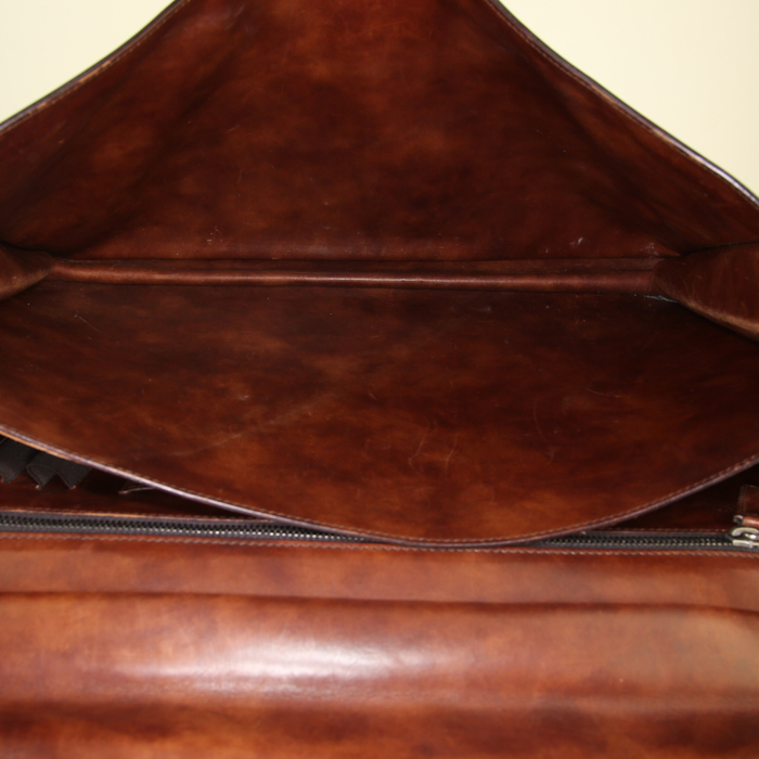 Borsa portadocumenti Berluti Ecritoire in pelle marrone con motivo - Detail D2