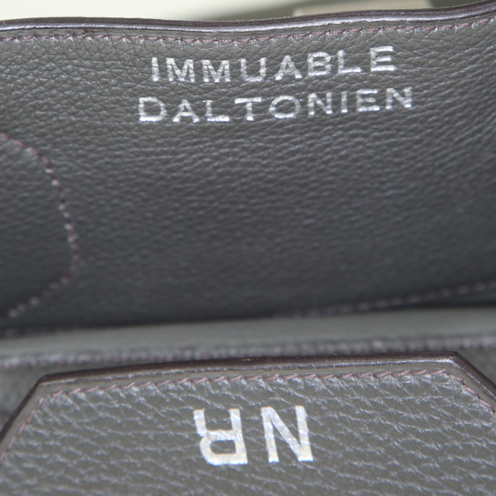 Bolsa de viaje Hermes Haut à Courroies - Travel Bag en cuero togo gris verdoso - Detail D4