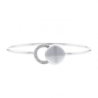 Rigid opening Dinh Van Ombre de Lune bracelet in white gold and diamonds