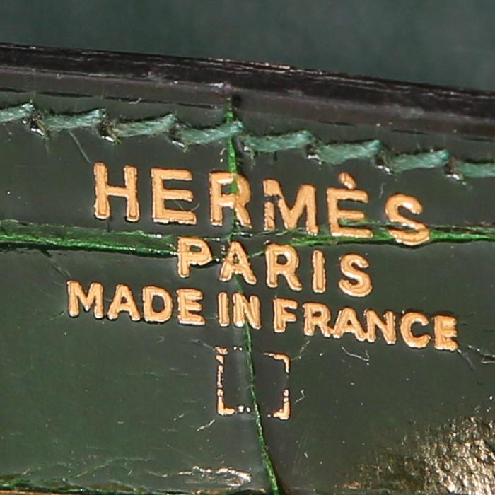 Hermes Kelly 32 cm handbag in Vert Emeraude crocodile - Detail D4