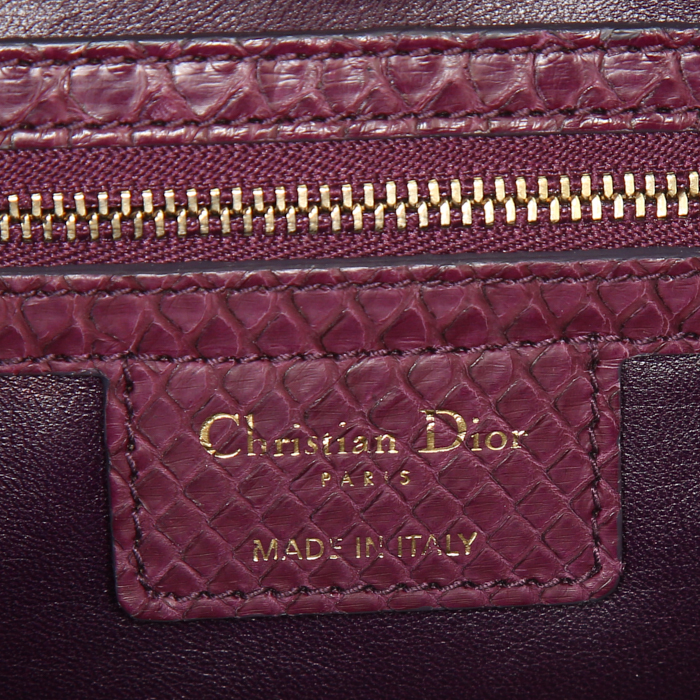 Dior Lady Dior large model shoulder bag in purple python - Detail D4