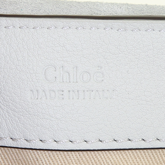 Chloé Faye Day handbag in grey blue leather - Detail D4