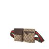 Pochette-cintura Gucci Suprême GG in tela monogram grigia e pelle marrone - 00pp thumbnail