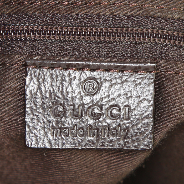 Gucci Pelham handbag in beige logo canvas and brown leather - Detail D3