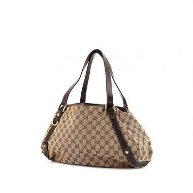 Bolso de mano Gucci Pelham en lona monogram beige y cuero marrón