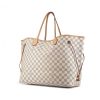 Shopping bag Louis Vuitton Neverfull modello grande in tela a scacchi e pelle naturale - 00pp thumbnail