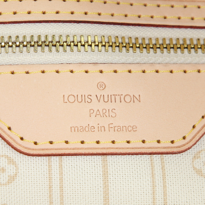 Shopping bag Louis Vuitton Neverfull modello grande in tela a scacchi e pelle naturale - Detail D3