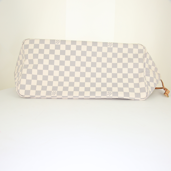 Shopping bag Louis Vuitton Neverfull modello grande in tela a scacchi e pelle naturale - Detail D4