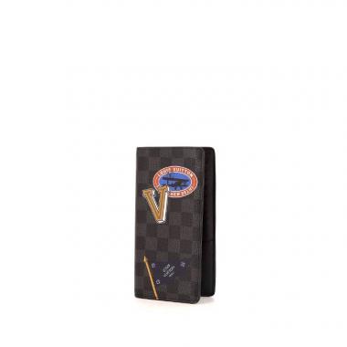 Billetera Louis Vuitton Brazza en lona a cuadros revestida gris antracita