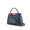 Fendi Peekaboo Regular medium model shoulder bag in blue leather - 00pp thumbnail