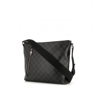 Borsa a tracolla Louis Vuitton in tela a scacchi e pelle nera